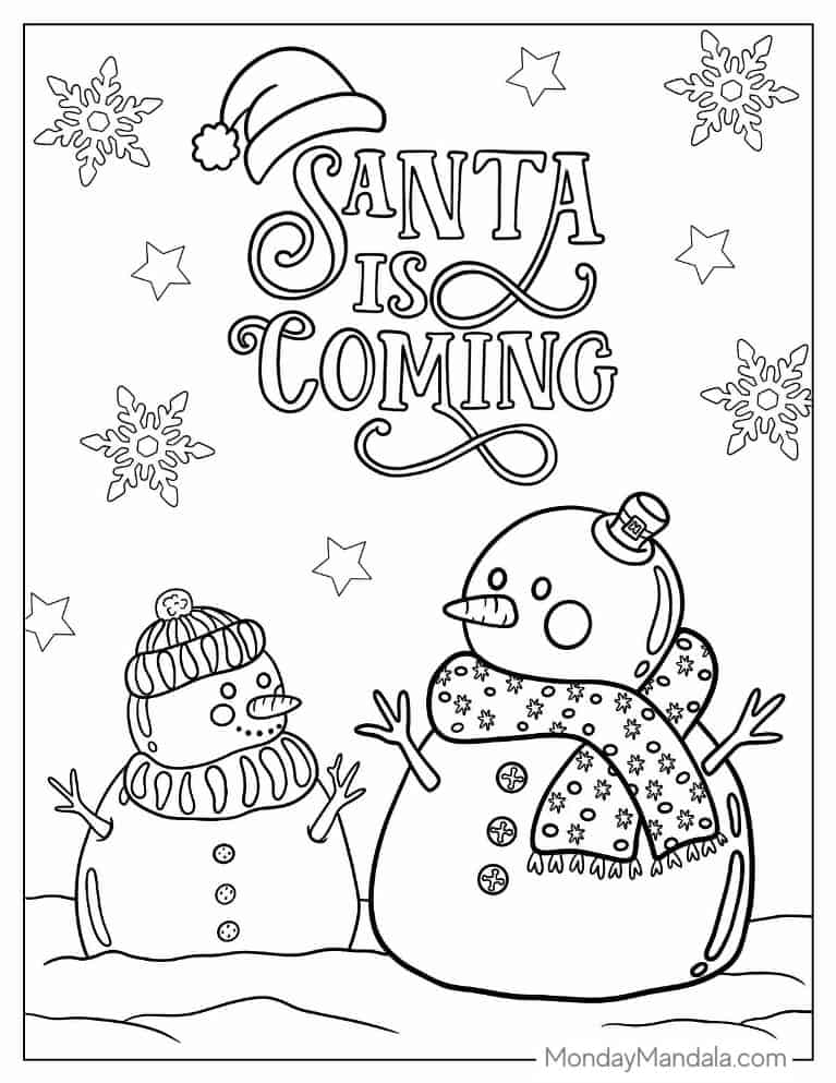 Christmas coloring pages free pdf printables