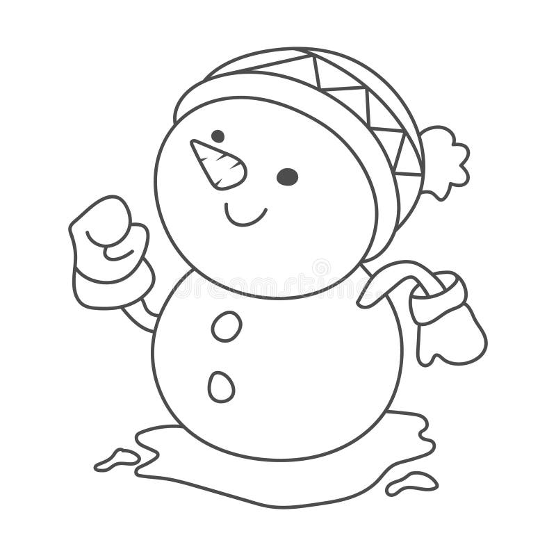 Snowman an empty outline for christmas and new year greetings coloring books printing and stamp silicone mold applique and stock vector