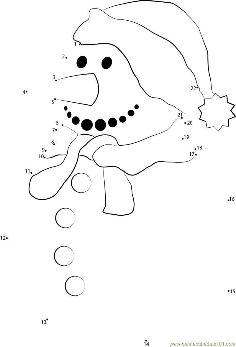 Snowman see dot to dot printable worksheet