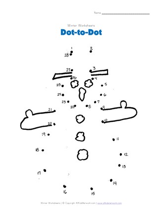 Snowman dot to dot all kids network