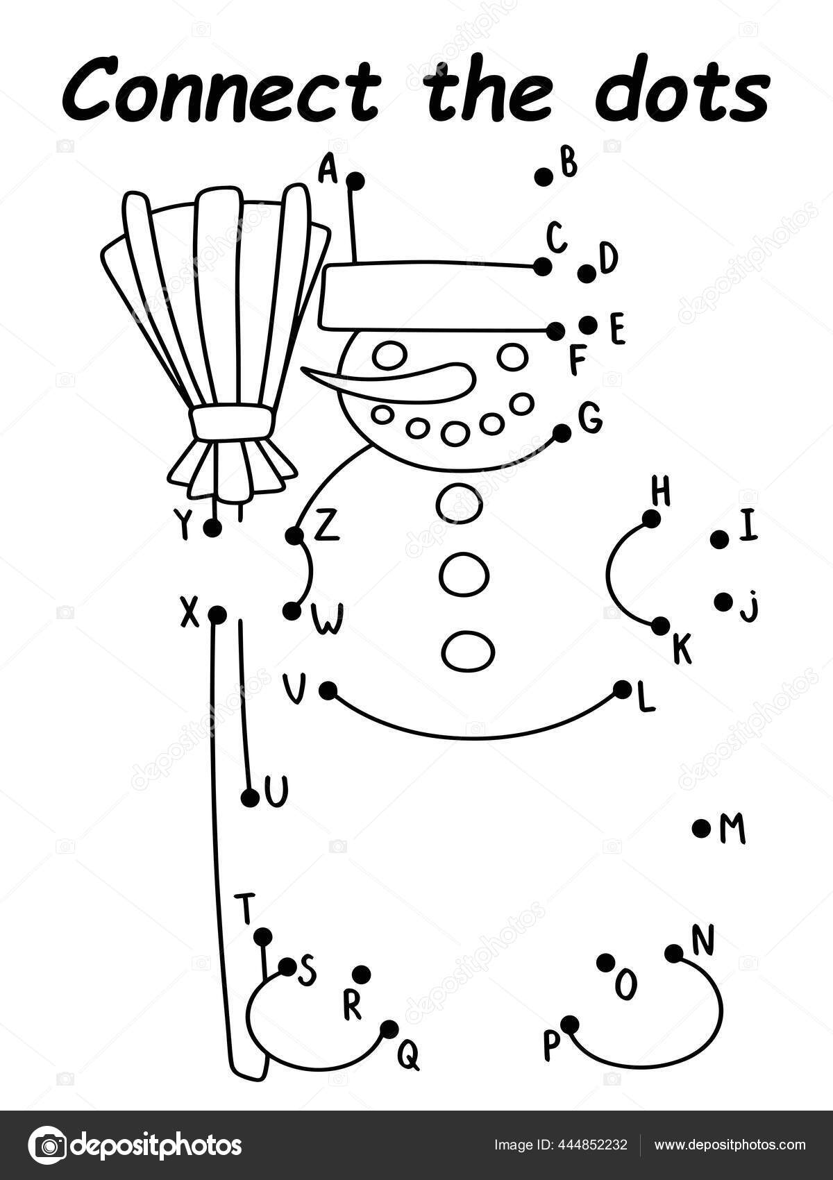 Connect dots game snowman activity page stock vector illustration educational stock vector by funfishyandexru