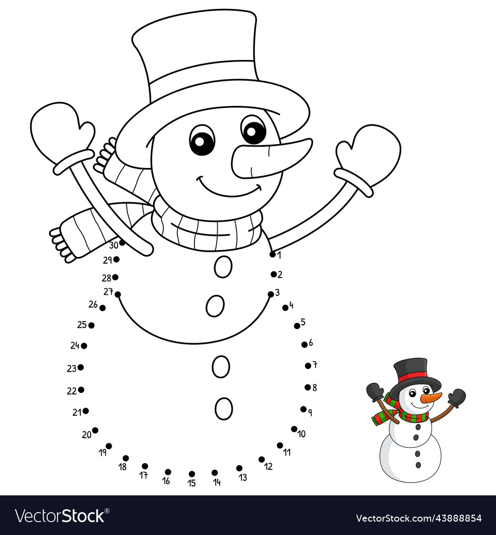 Dot to snowman christmas coloring page royalty free vector