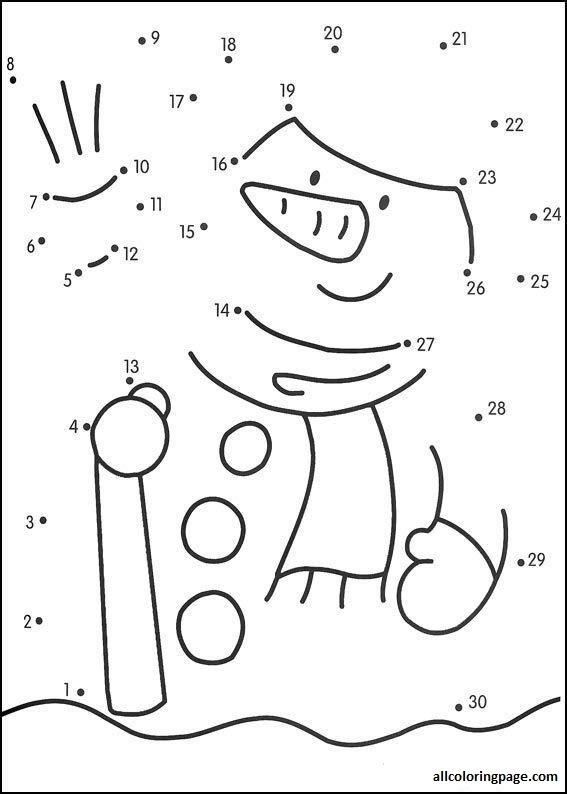 Snowman dot to dot coloring page â free printable coloring page