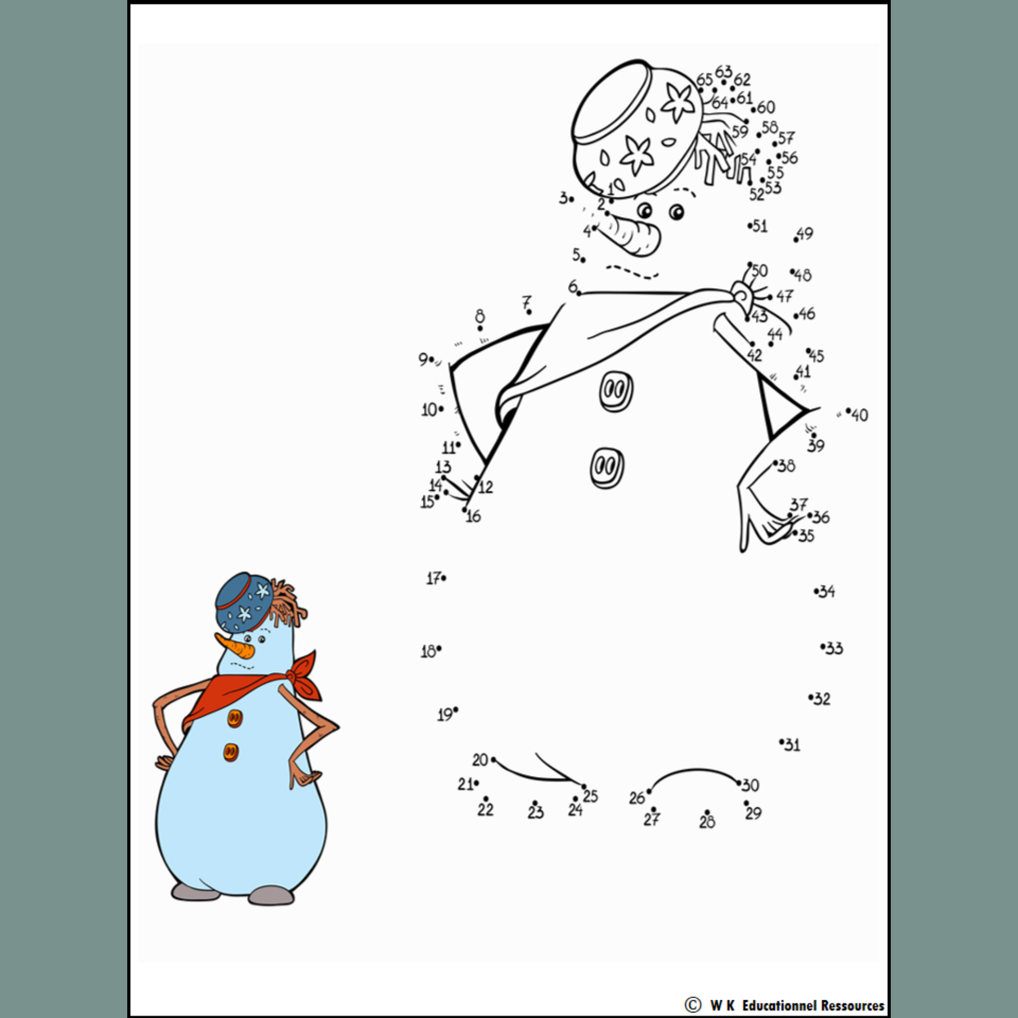 Winter dot to dot puzzle counting by connect the dots and coloring worksheets made by teachers