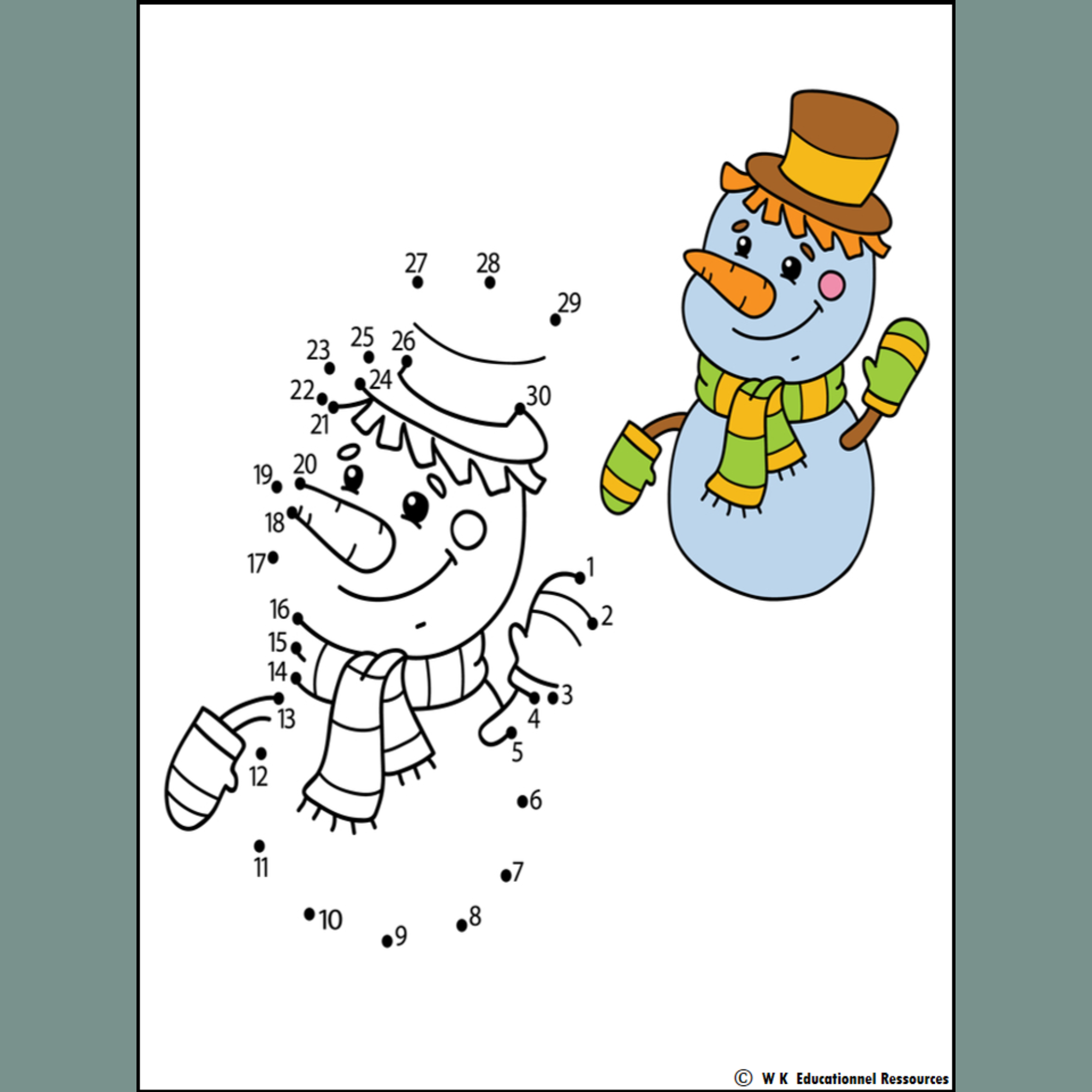 Winter dot to dot puzzle counting by connect the dots and coloring worksheets made by teachers