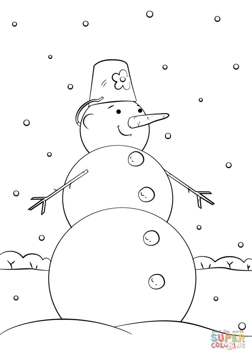 Cute cartoon snowman coloring page free printable coloring pages