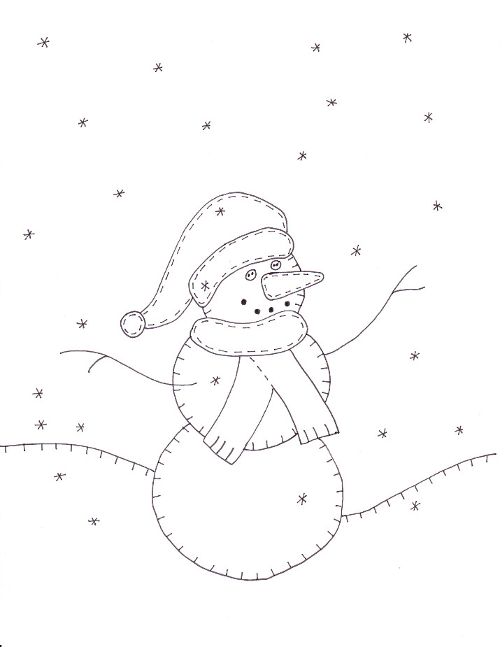 Happy snowman coloring page â wee folk art