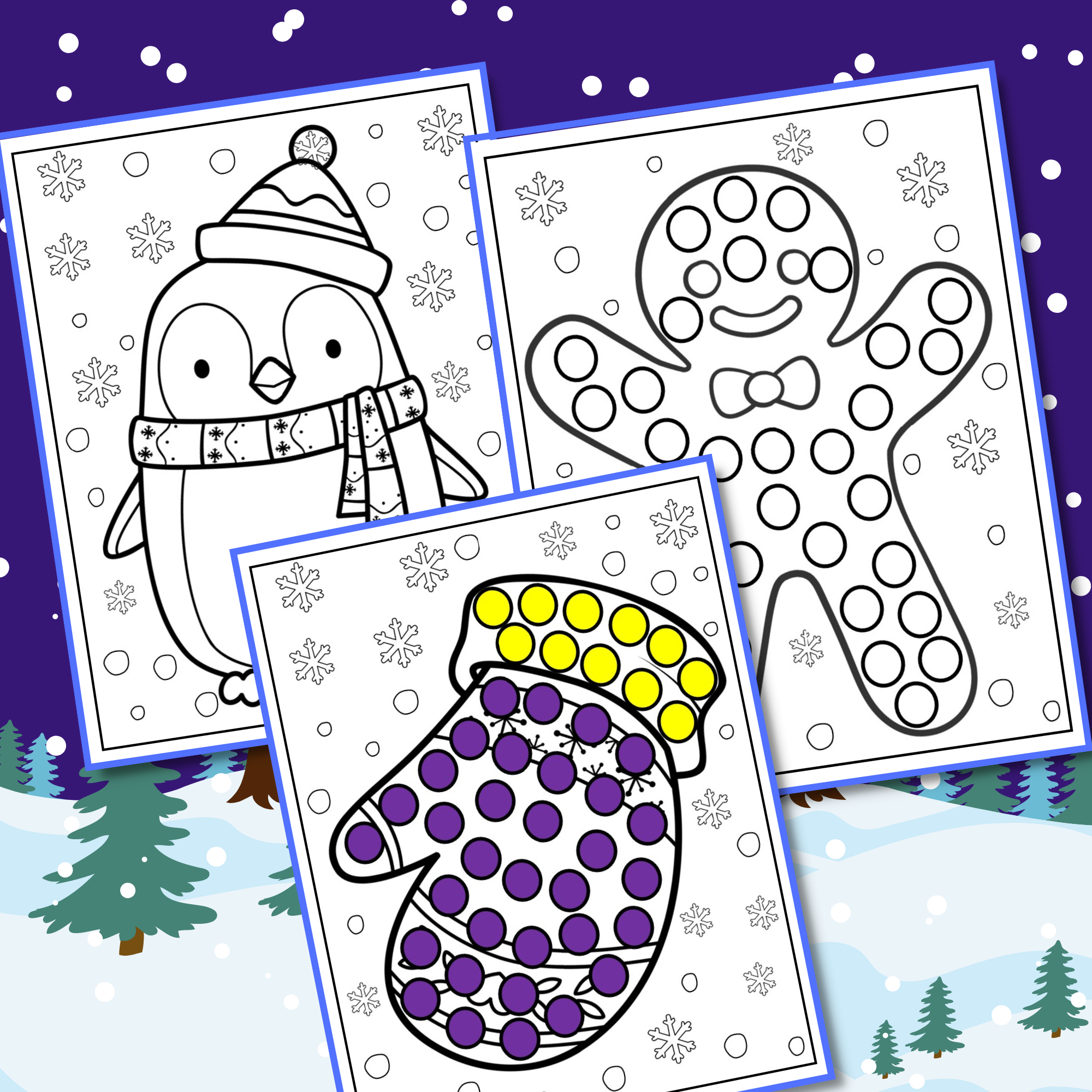 Winter dot marker activity and coloring pages printable made by teachers