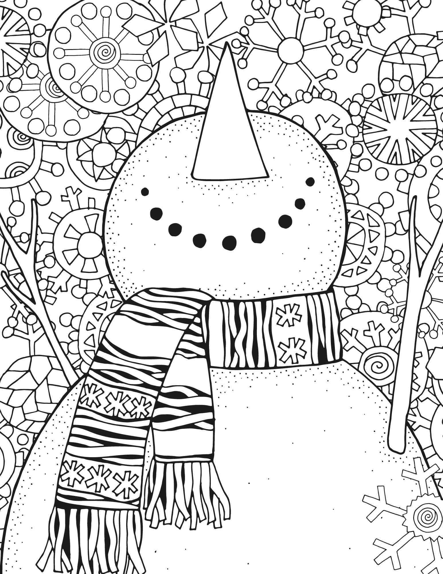 Cute snowman coloring pages for kids and adults