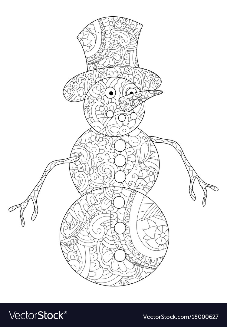 Snowman coloring book for adults royalty free vector image