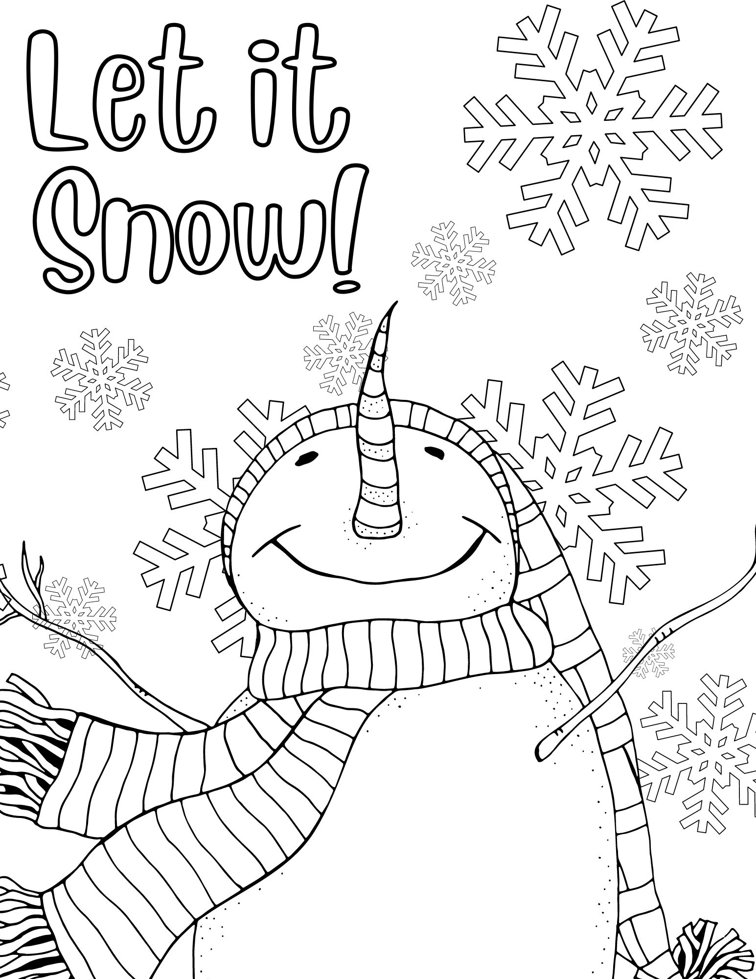 Cute snowman coloring pages for kids and adults