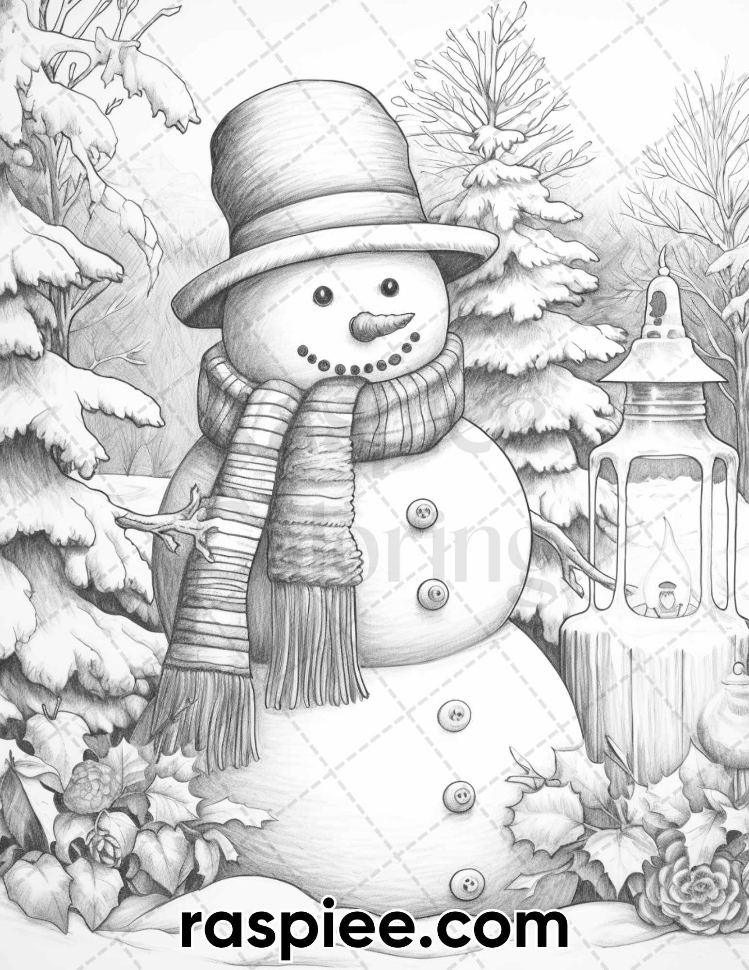 Chistmas snowman grayscale coloring pages for adults printable pdf â coloring