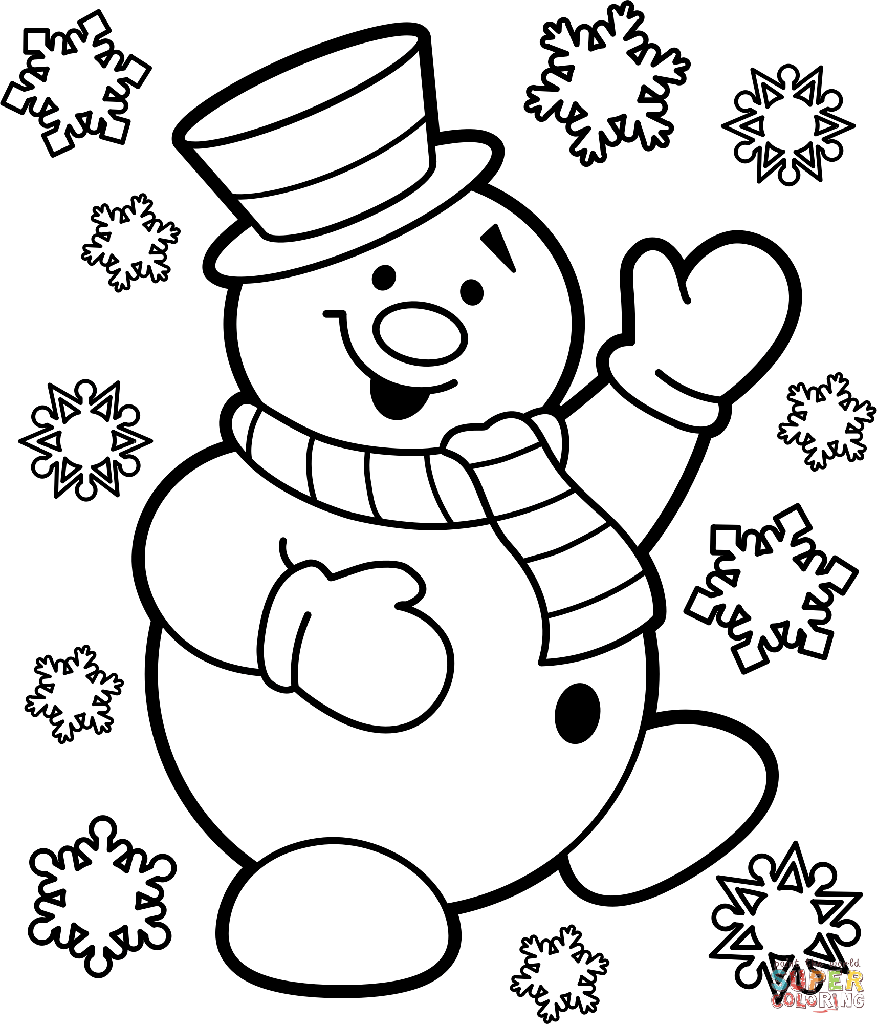 Christmas snowman coloring page free printable coloring pages