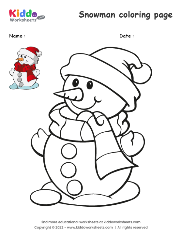 Free printable snowman coloring pages worksheet