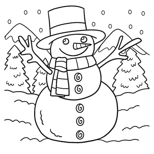 Premium vector snowman coloring page for kids