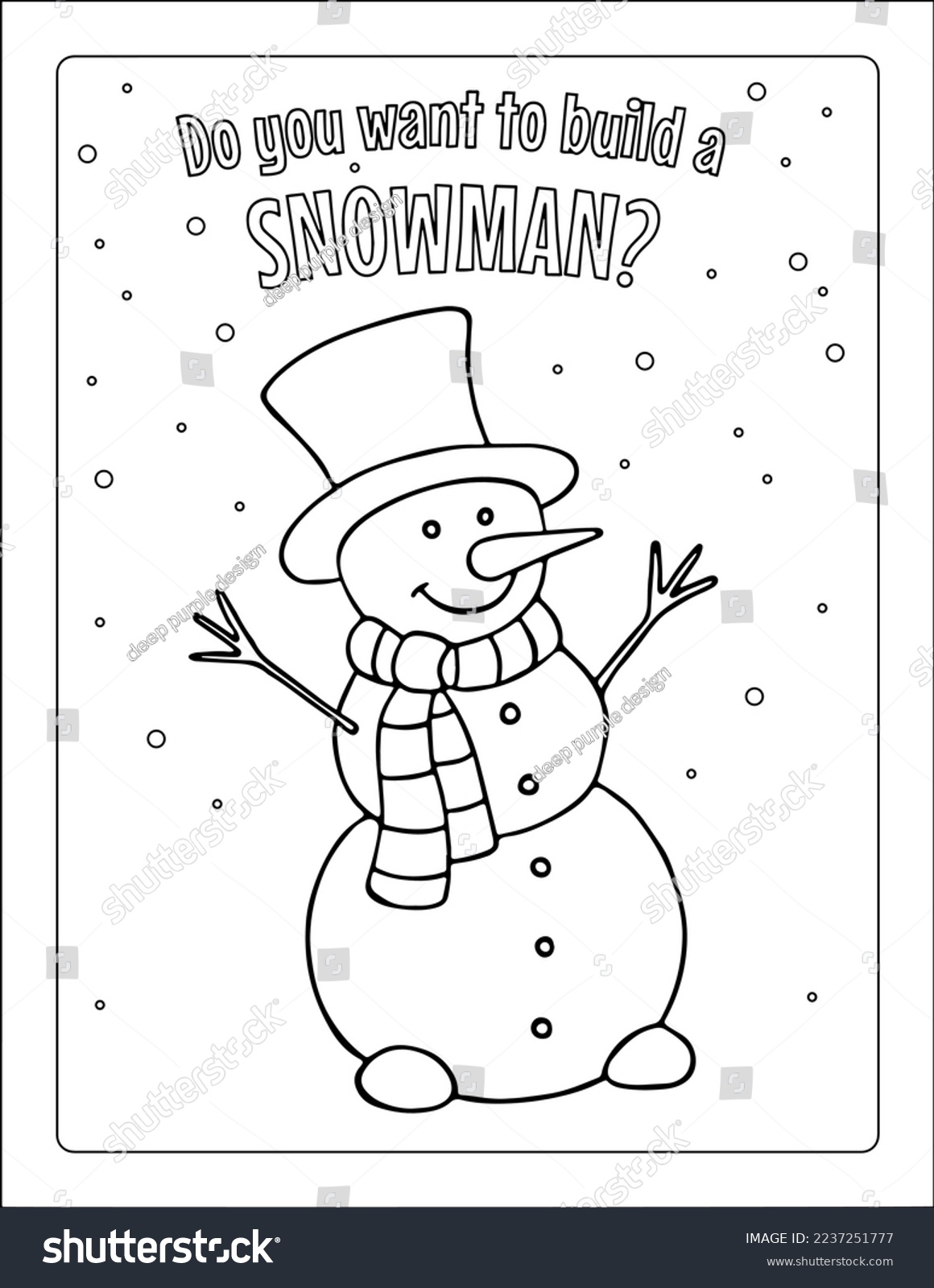 Cute snowman coloring page kids coloring stock vector royalty free