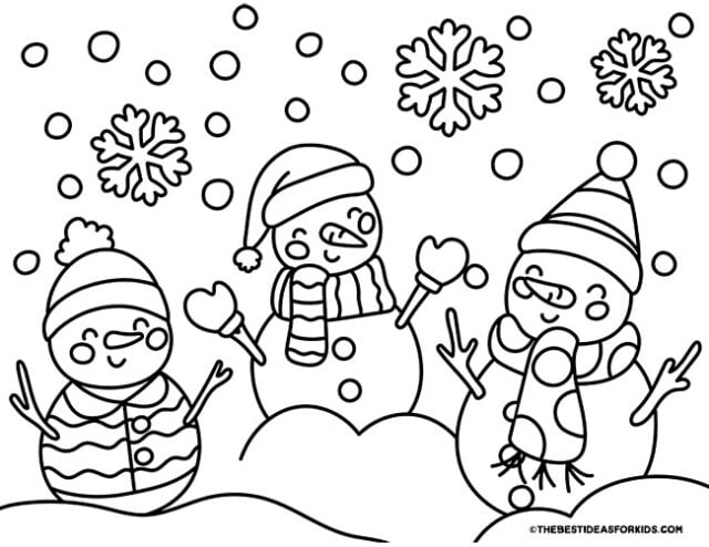 Snowman coloring pages free printables