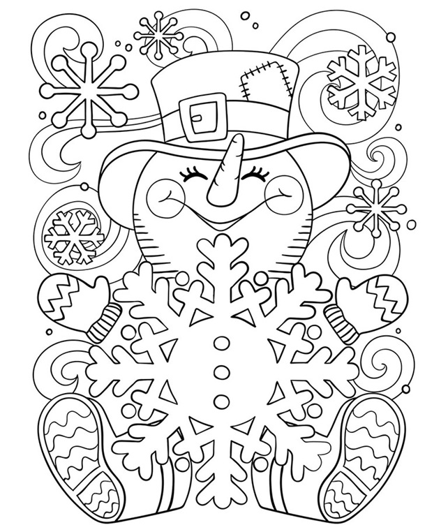 Happy little snowman free printable coloring page