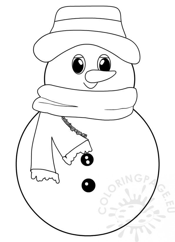 Simple snowman color sheets preschool coloring page