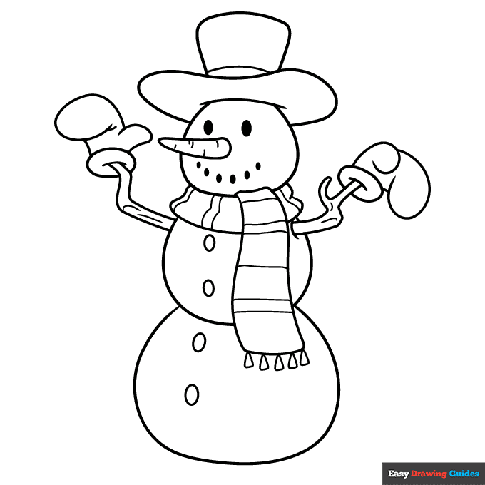 Snowman coloring page easy drawing guides