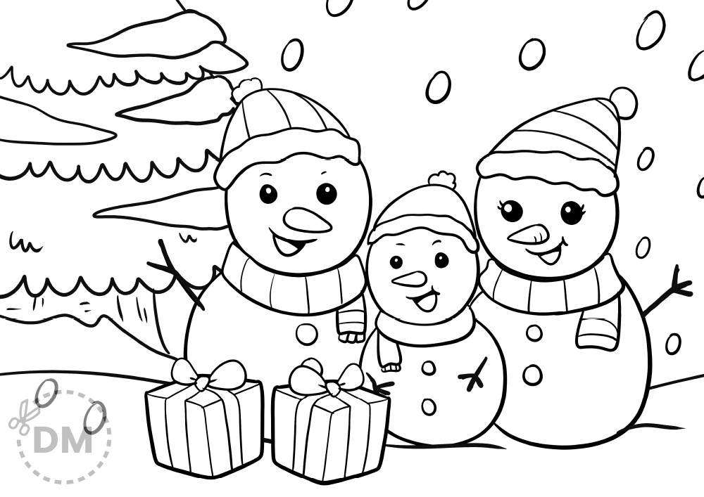 Printable snowman coloring page for kids