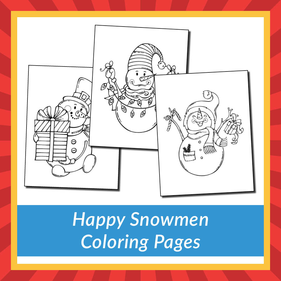 Happy snowmen coloring pages