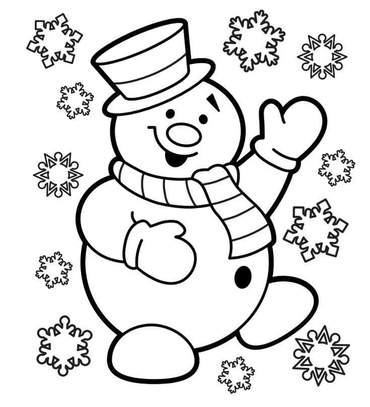 Happy snowman coloring page