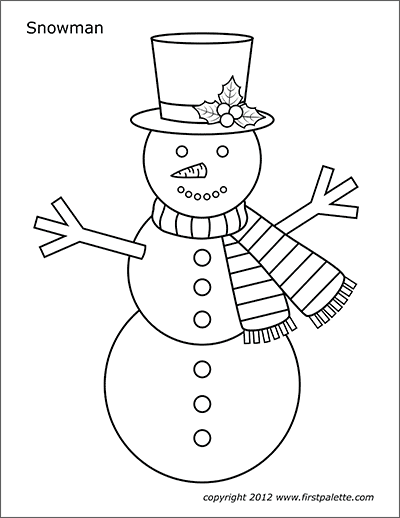 Snowman free printable templates coloring pages