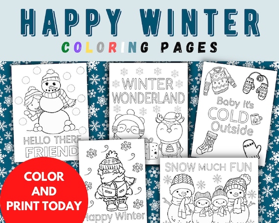 Winter coloring pages for kids christmas printable winter coloring sheets coloring book for kids happy winter snowman activities