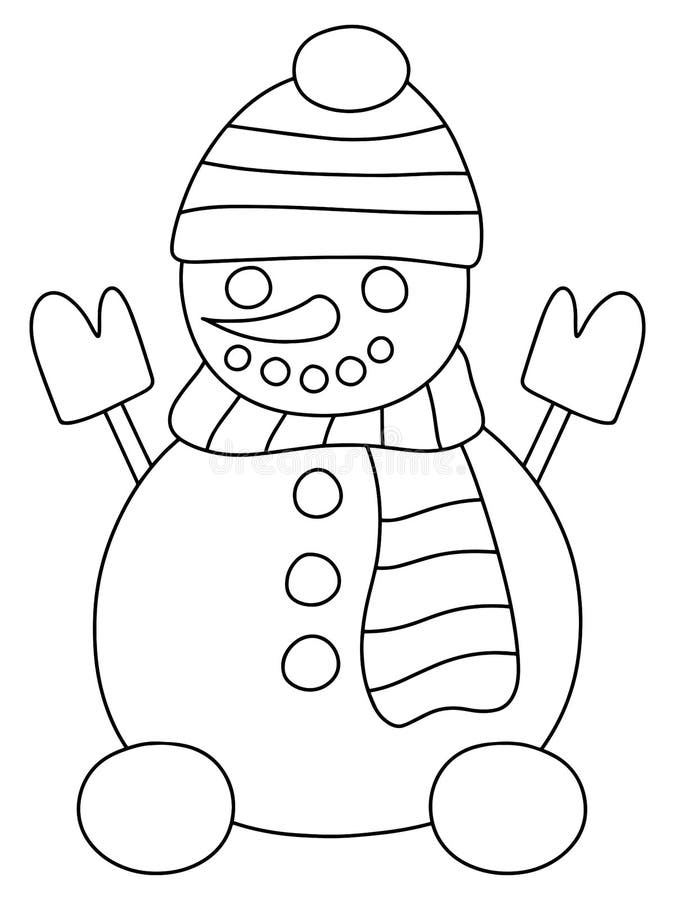 Smiling snowman coloring page for kids and adults vector stock vector