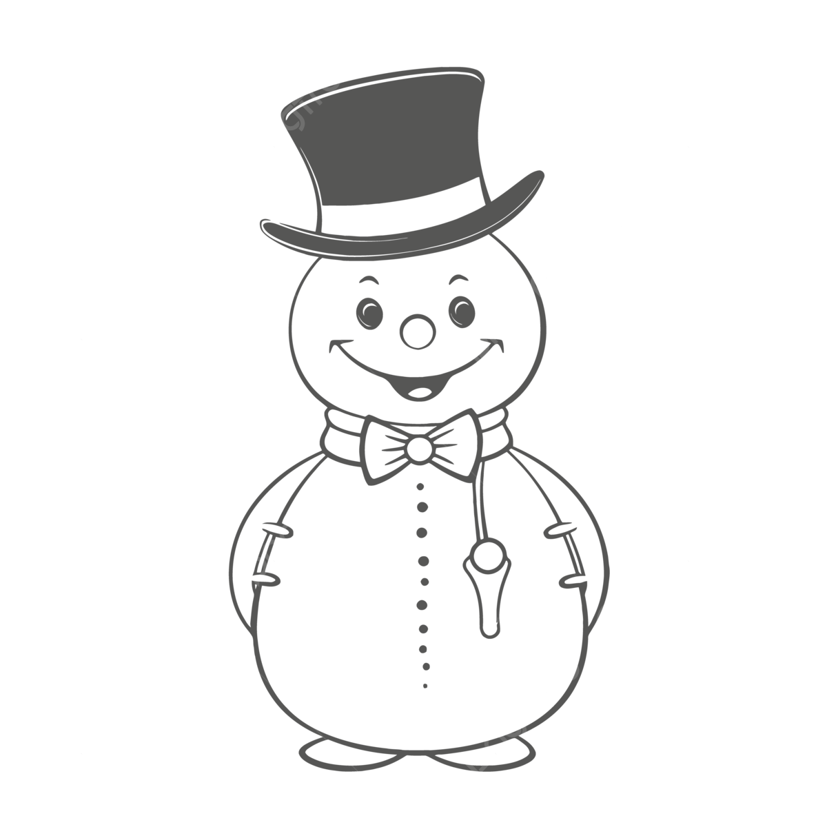 Snowman coloring page with top hat outline sketch drawing vector wing drawing snow drawing hat drawing png and vector with transparent background for free download