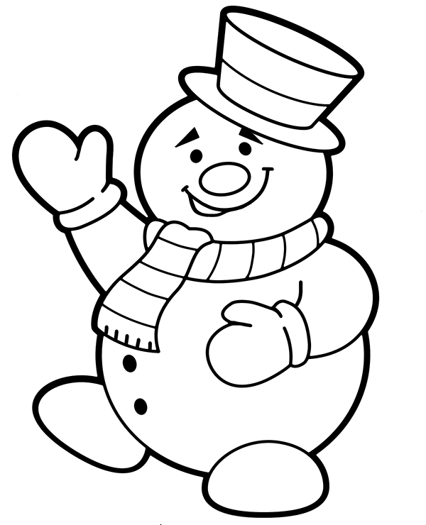 Smiling snowman coloring page winter