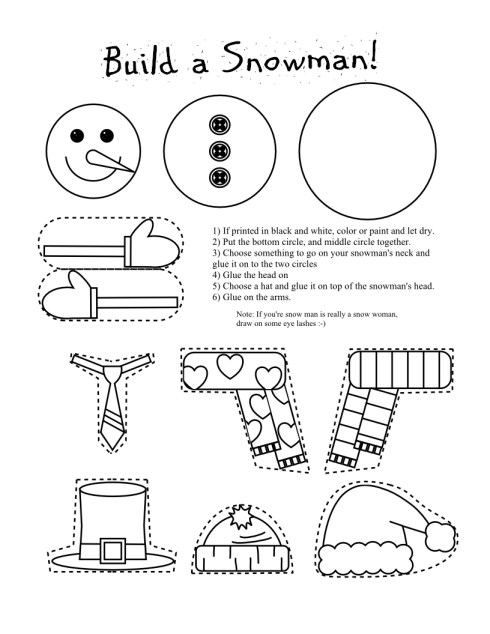 Printable snowman coloring page craft