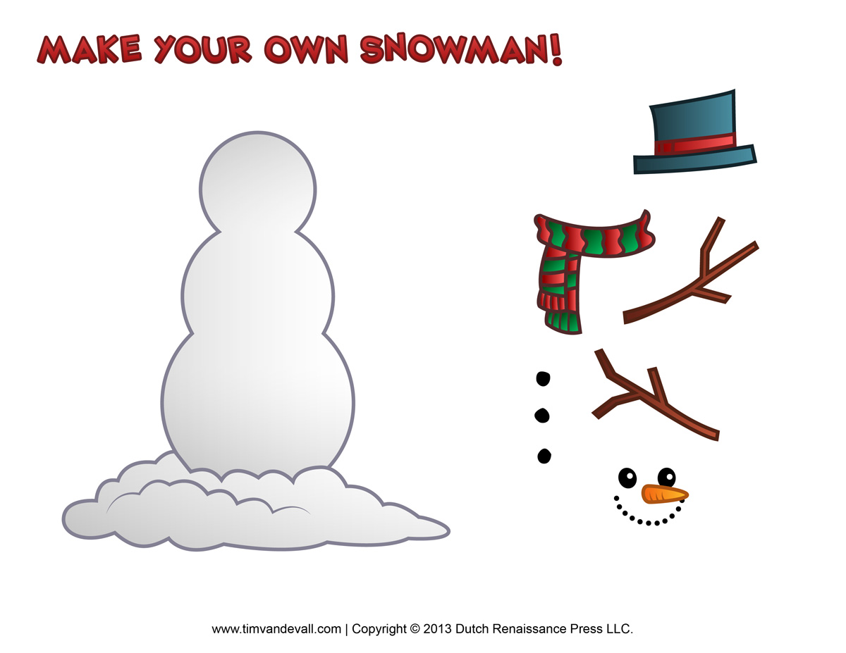 Printable snowman clipart template coloring pages for kids â tims printables