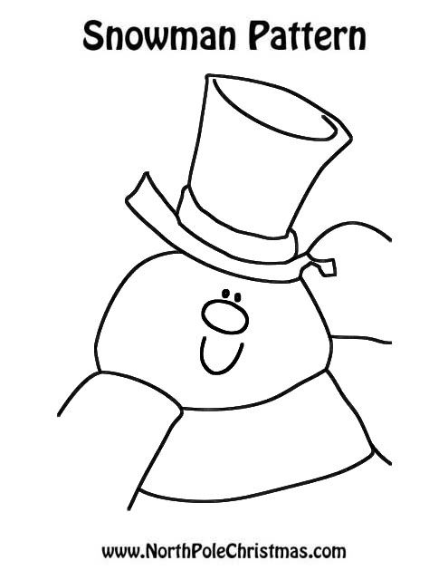 Snowman template frosty black white outline