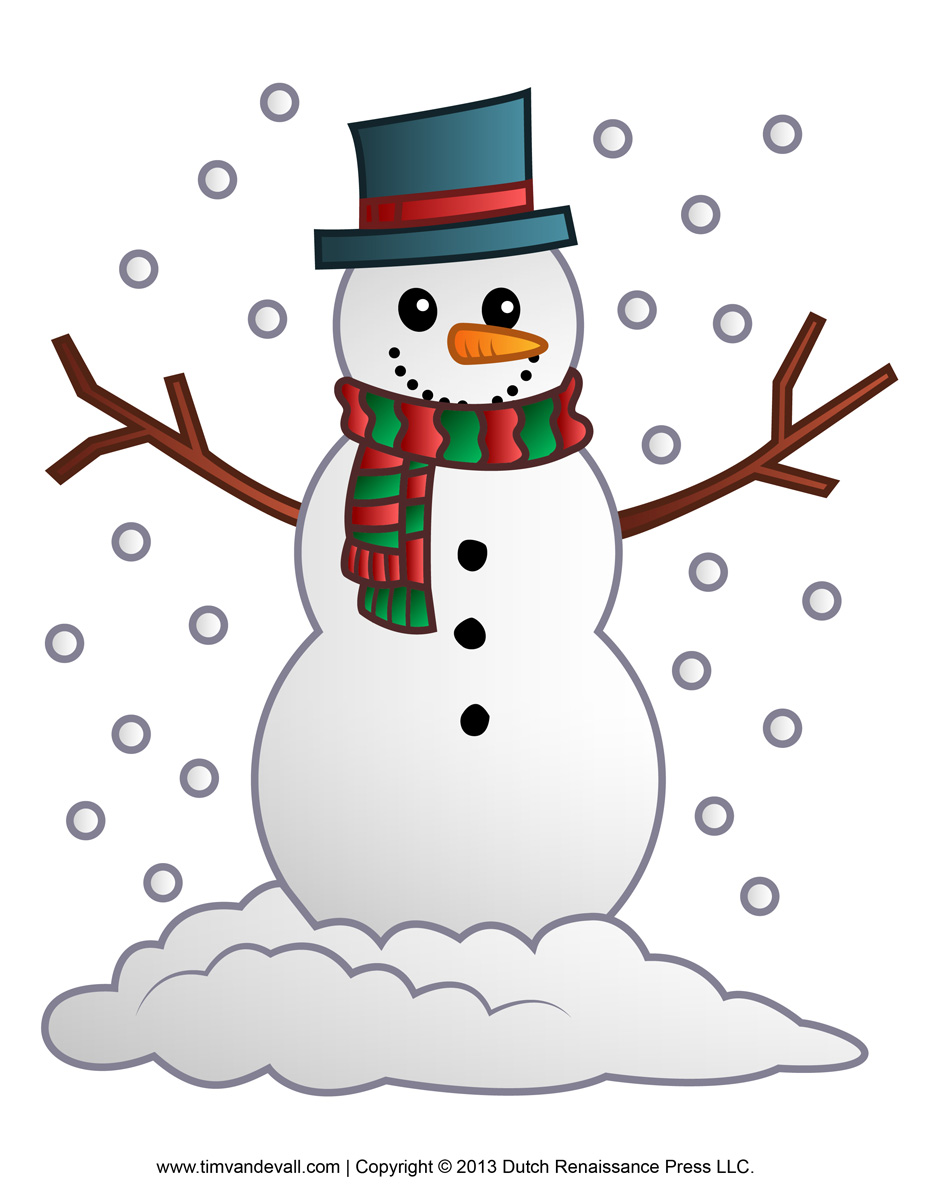 Printable snowman clipart template coloring pages for kids â tims printables