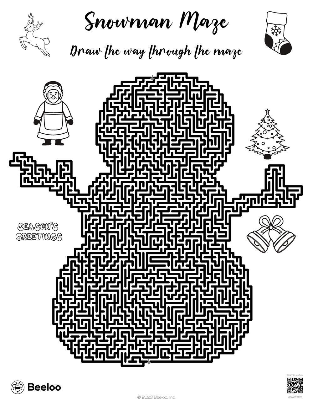 Snowman maze â printable crafts and activities for kids