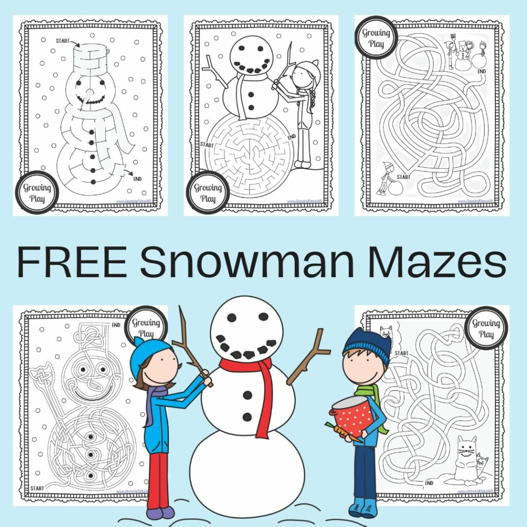 Snowman maze free printable pdf packet