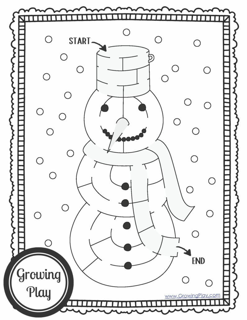 Snowman maze free printable pdf packet