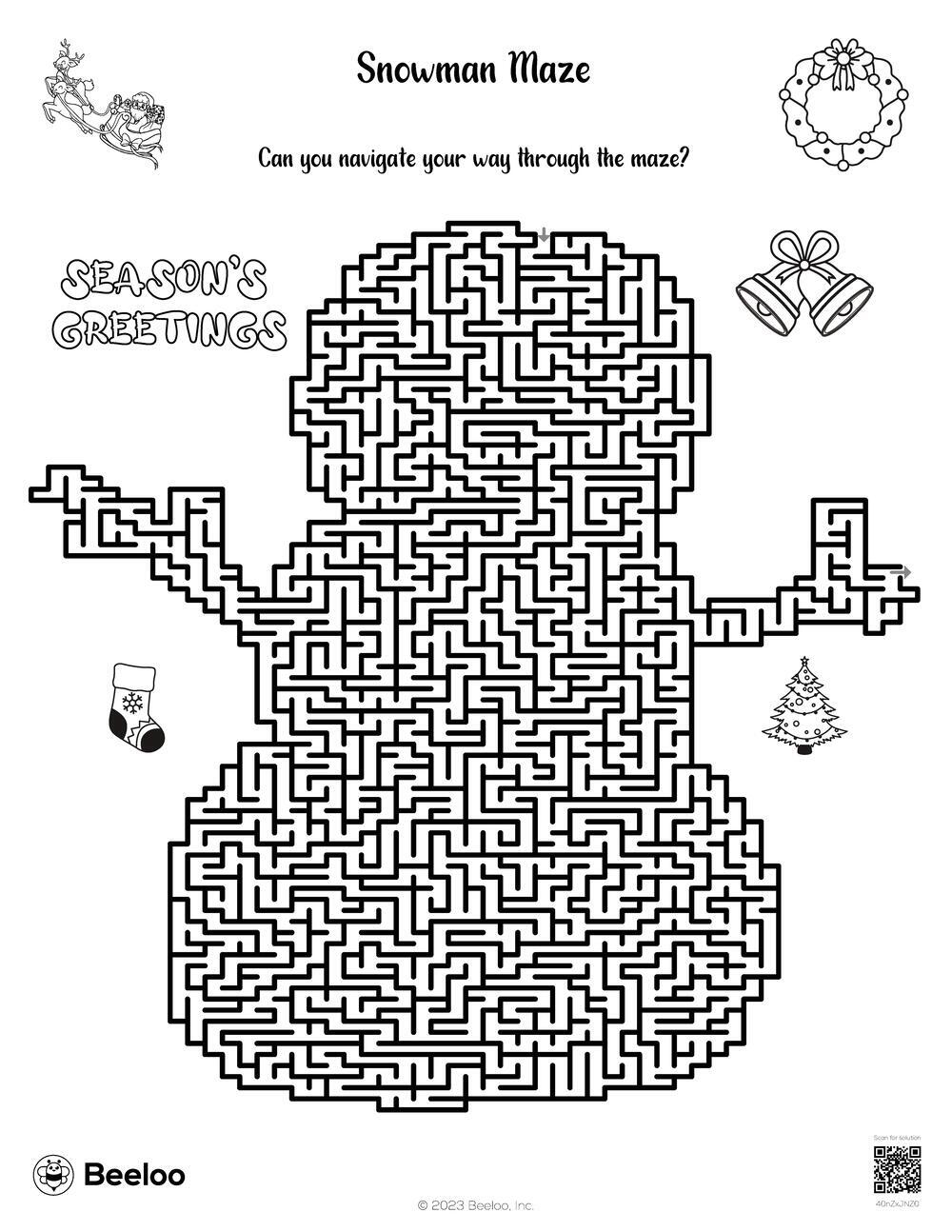 Snowman maze â printable crafts and activities for kids