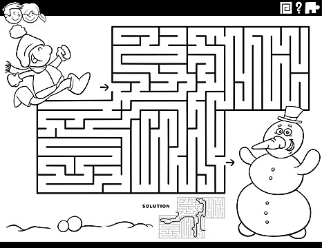 Snowman maze puzzle white solution vector puzzle white solution png and vector with transparent background for free download