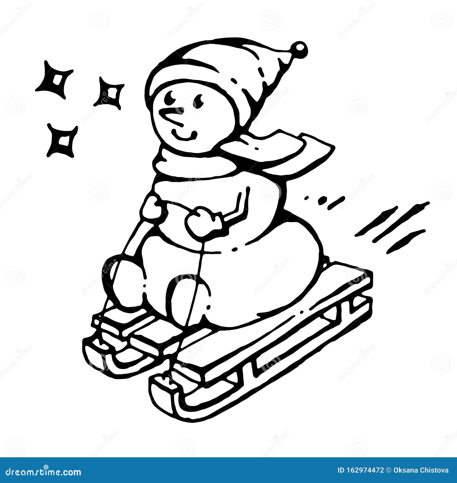 Coloring book or page snowman vector image stock illustration