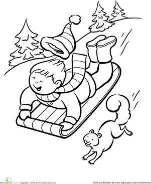 Winter sledding worksheet education coloring pages winter christmas coloring pages coloring pages