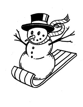 Sledding snowman coloring sheet by shanks shop tpt