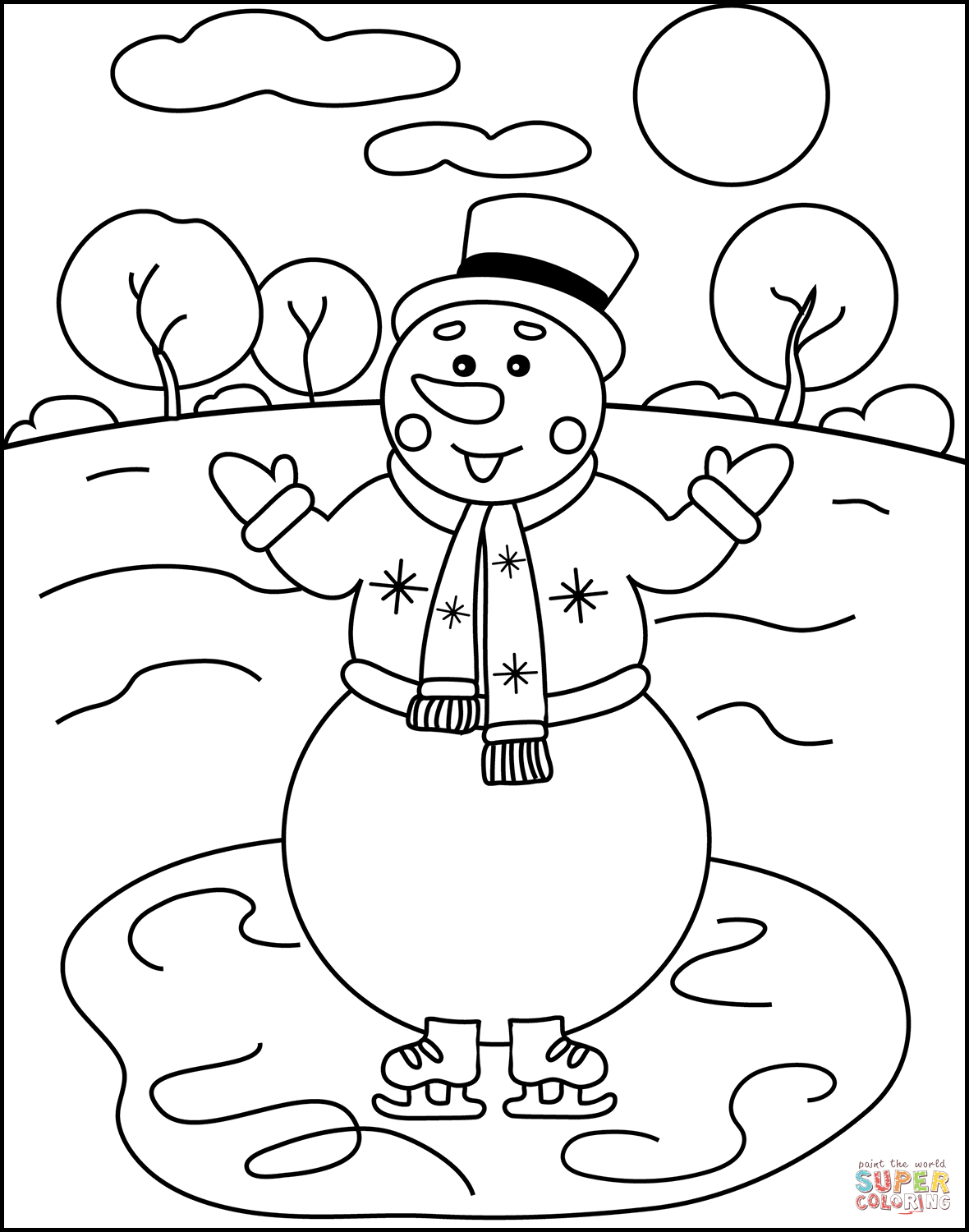 Christmas snowman coloring page free printable coloring pages