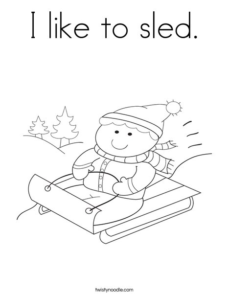 I like to sled coloring page