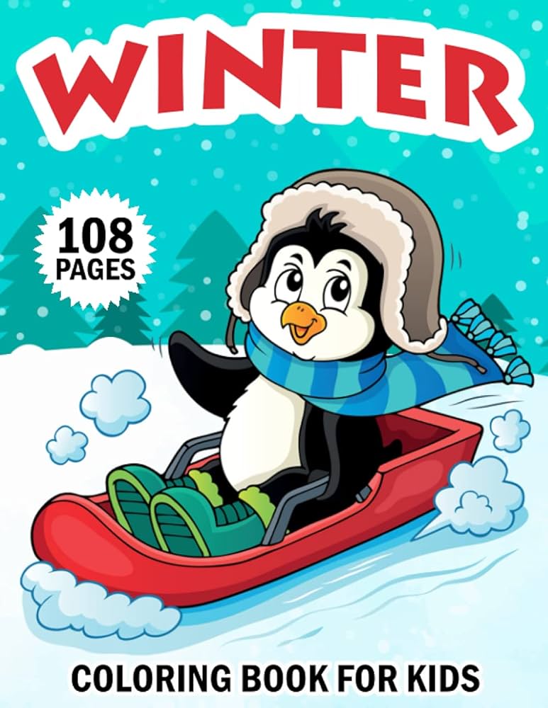 Winter coloring book for kids over amazing winter scenes coloring and activity pages with santa claus snowman christmas tree penguin bear cat and more adorable animals winter gift for kids by