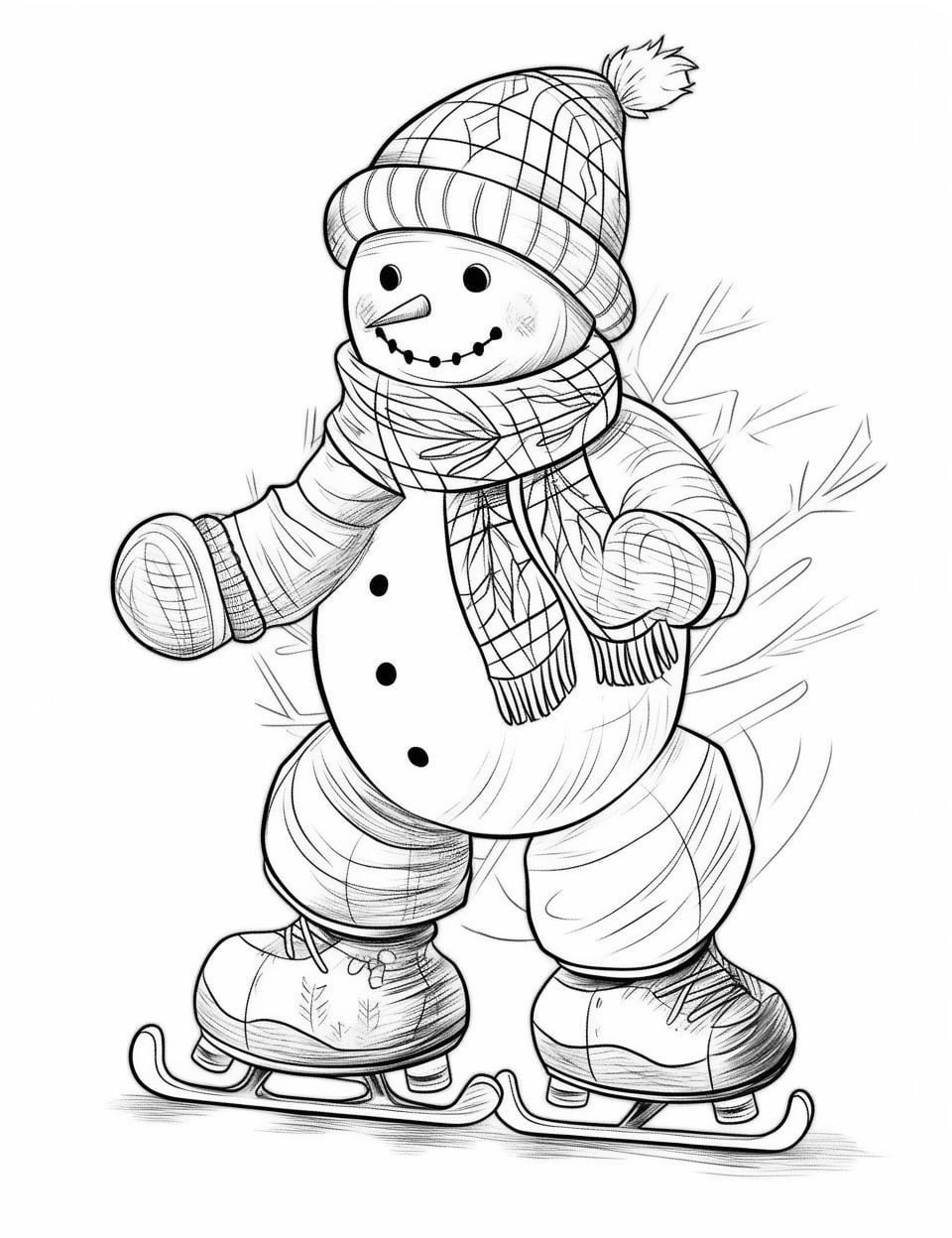 Snowman coloring pages for kids and adults