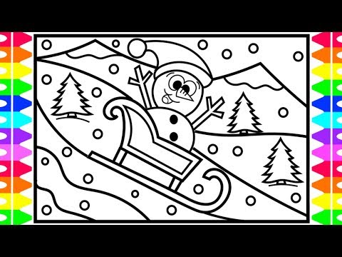 How to draw a cute snowman for kids kids sled riding coloring page fun coloring pages for kids