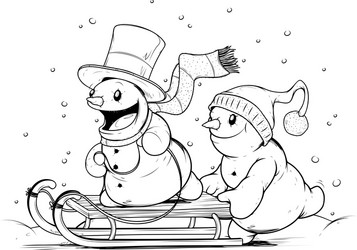 Snowman sled vector images over